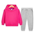 thumbnail image 2 of Ramiter Boys Flannel&nbsp;Shirts Boys Clothes Kids Little Boy Color Block Hoodie & Jogger Pants Outfit Set(Hot Pink,7-8 Years), 2 of 6