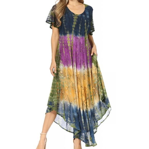 Sakkas Mika Ombre Floral Caftan Dress - Blue - One Size