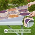 thumbnail image 6 of Charming Vintage Boho Flowers Tablecloth, 36x36 Inch Square Table Cover with Elastic for a Secure Fit on Card Tables, 6 of 6