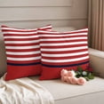 thumbnail image 2 of Nautical Anchor Outdoor Waterproof Pillow Covers, Red White Geometric Horizontal Stripes Decorative Square Throw Pillowcase Sofa Cushion Sham for Patio/Couch/Chair, 18"x18" 2 Pack, 2 of 8