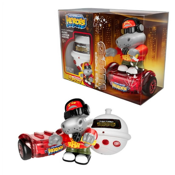 Hoverboard Heroes Hip Hop Hippo Remote Control Toy, LED Light-Up Hoverboard with Removable Character, Ages 5+