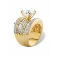 thumbnail image 2 of PalmBeach Jewelry Round Cubic Zirconia Multi-Row Scoop Engagement Ring 7.15 TCW in Gold-Plated or Platinum-Plated Sterling Silver, 2 of 5