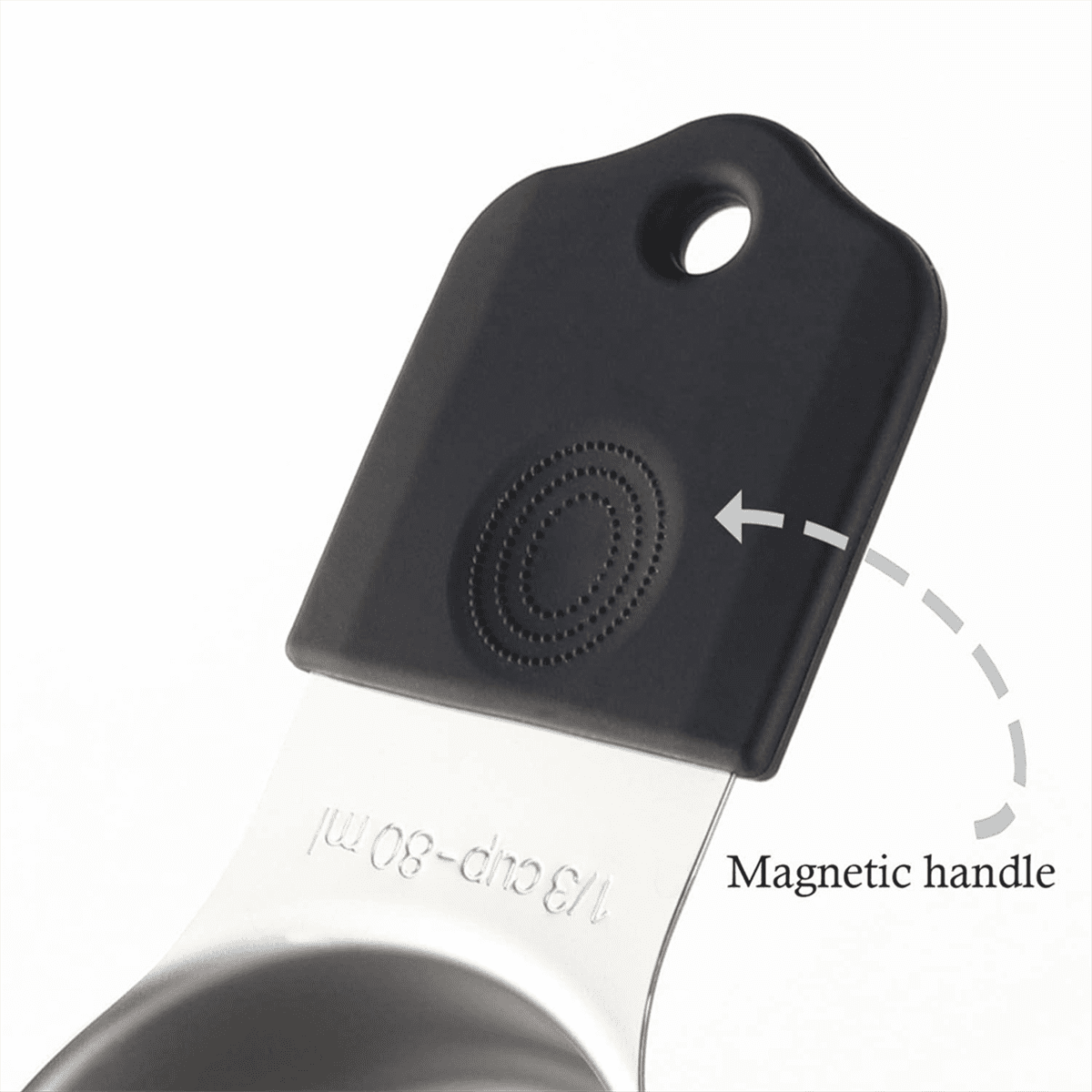 Magnetic Measuring Cups Set Stainless Steel Heavy Duty Metal Measuring Cups for Dry and Liquid Ingredients (Black)