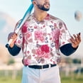 thumbnail image 5 of Rateoe Peonies And Roses Pattern Men’s Baseball Short Sleeve Polo Shirt, Midweight Men's Shirt Golf Shirt Polo Shirts Quick Dry Short-XX-Large, 5 of 7