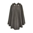 thumbnail image 1 of RXIRUCGD Women'S Fall/Winter Solid Color Horn Button Hooded Cape Wool Shaw( Gray ), 1 of 2
