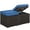 Brown/Dark Blue, variant on Alden Design 2pcs Resin Wicker Ottomans with Cushion & Hidden Storage for Garden, Brown/Khaki