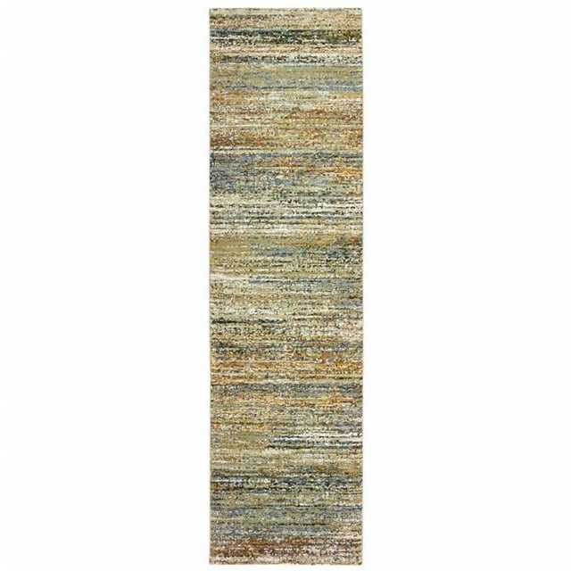 HomeRoots 383700 Tapis de Couloir Abstrait Or & Vert 2 x 8 Pieds