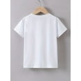 thumbnail image 3 of Girls' Summer Short Sleeve T-Shirt with Heart Plaid Print, Casual Crew Neck Knit Top, 95% Cotton 5% Spandex, Slight Stretch, Regular Fit - Knit Fabric Weave, 3 of 6