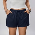 thumbnail image 5 of Only Moment Linerless Relaxed Casual Shorts for Women Blended Fabric with Pockets High Waisted Stretch Shorts for Women Summer Walking Wowomen's Sports & Recreation Shorts Navy,L, 5 of 8