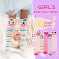 thumbnail image 2 of Girls Knee High Socks Kids Crazy Fun Gift Silly Tall Boot Cute Animal Cotton Long Socks 6 Pairs, 2 of 6