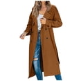thumbnail image 2 of GXIPO Womens Oversized Long Trench Coat Double Breasted Lapel Windproof Overcoat with Belt Brown S, 2 of 5