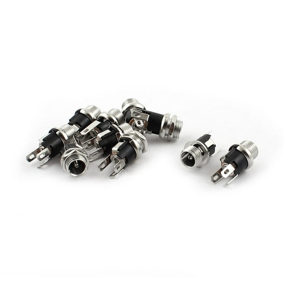 Unique Bargains 10Pcs DC Power Jack Socket Female Coaxial Panel Mount Connector 5.5mmx2.1mm