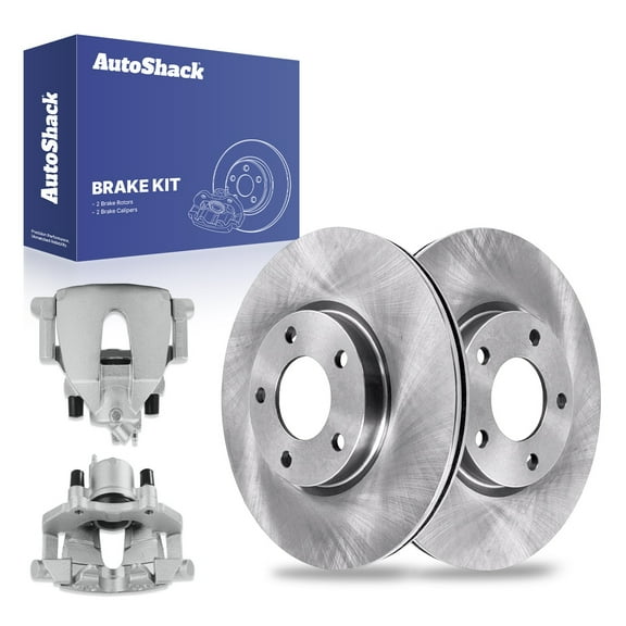 AutoShack Front Brake Rotors Calipers | Replacement for 2005-2007 Mazda 3 2006-2007 Mazda 5 2.3L FWD | 4-PC Brake Kit