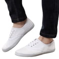 thumbnail image 4 of EliteGoogv Womens Canvas Shoes White Sneakers Lace Up Flat Shoes For Women Men Casual Sneakers Closed Toe Round Toe Summer Daily Shoes US: 7.5 White, 4 of 9