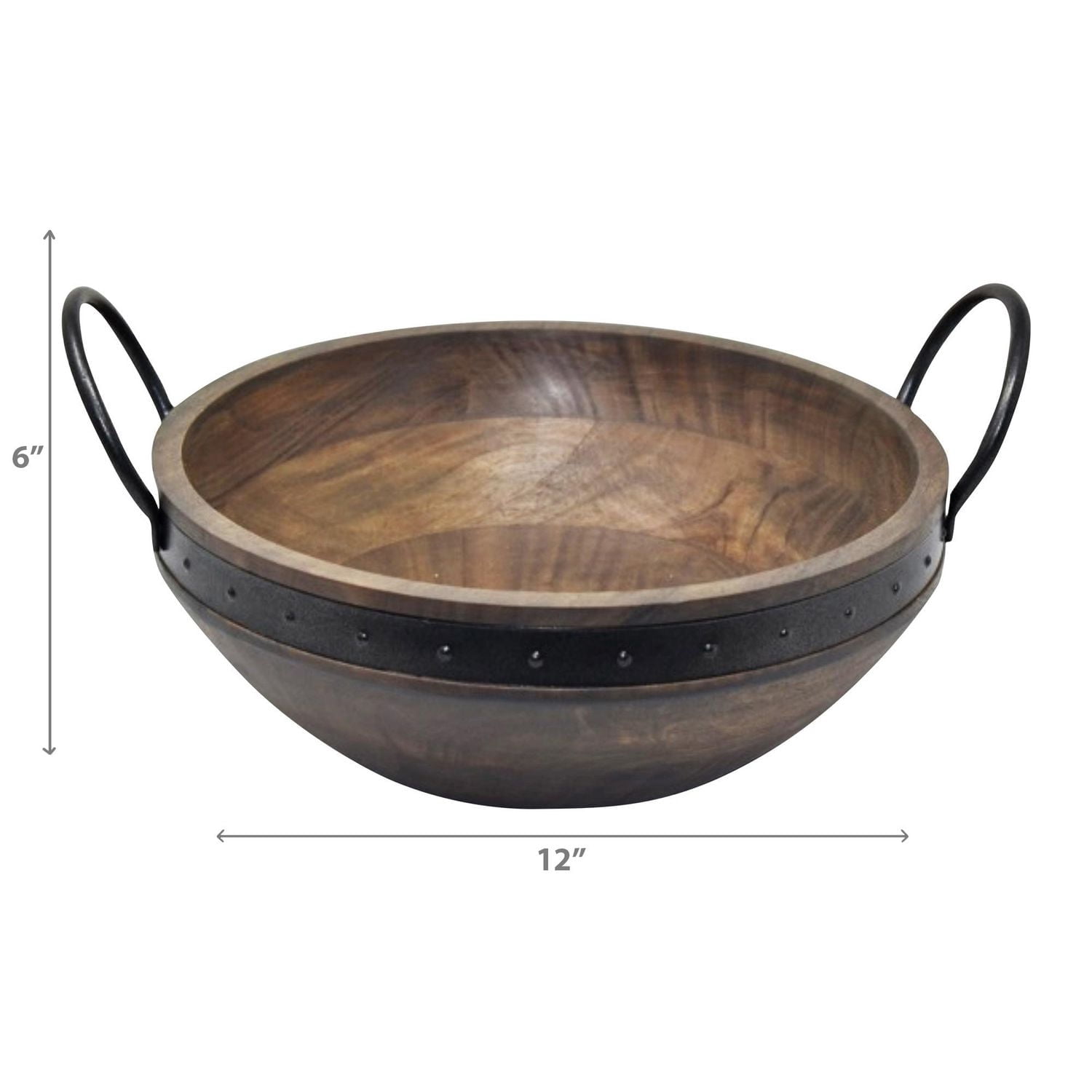 IH Casa Decor En Bois Acacia Gris Avec Bol À Salade Gunmetal Riveté W Manche