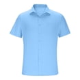thumbnail image 2 of TAGOLD Mens Summer Short Sleeve Turndown collar Blouse & Shirt Solid Color Ice Silk Pocket Stretch Top, 2 of 4