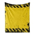 thumbnail image 1 of Vintage Yellow Soft Flannel Fleece Blanket, Hazard Theme Caution Construction Tape Illustration with Grunge Look, Cozy Plush for Indoor and Outdoor Use, 70" x 90", Yellow and Black, by Ambesonne, 1 of 6