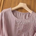 thumbnail image 4 of Holzkary Linen Blouses for Women Embroidered Boho Tunic Top Festival Casual Loose T Shirt Half Sleeve Top Elbow Length Blouses Embroidered Retro Cotton and Linen Slim T Shirts Pink 4Xl, 4 of 7