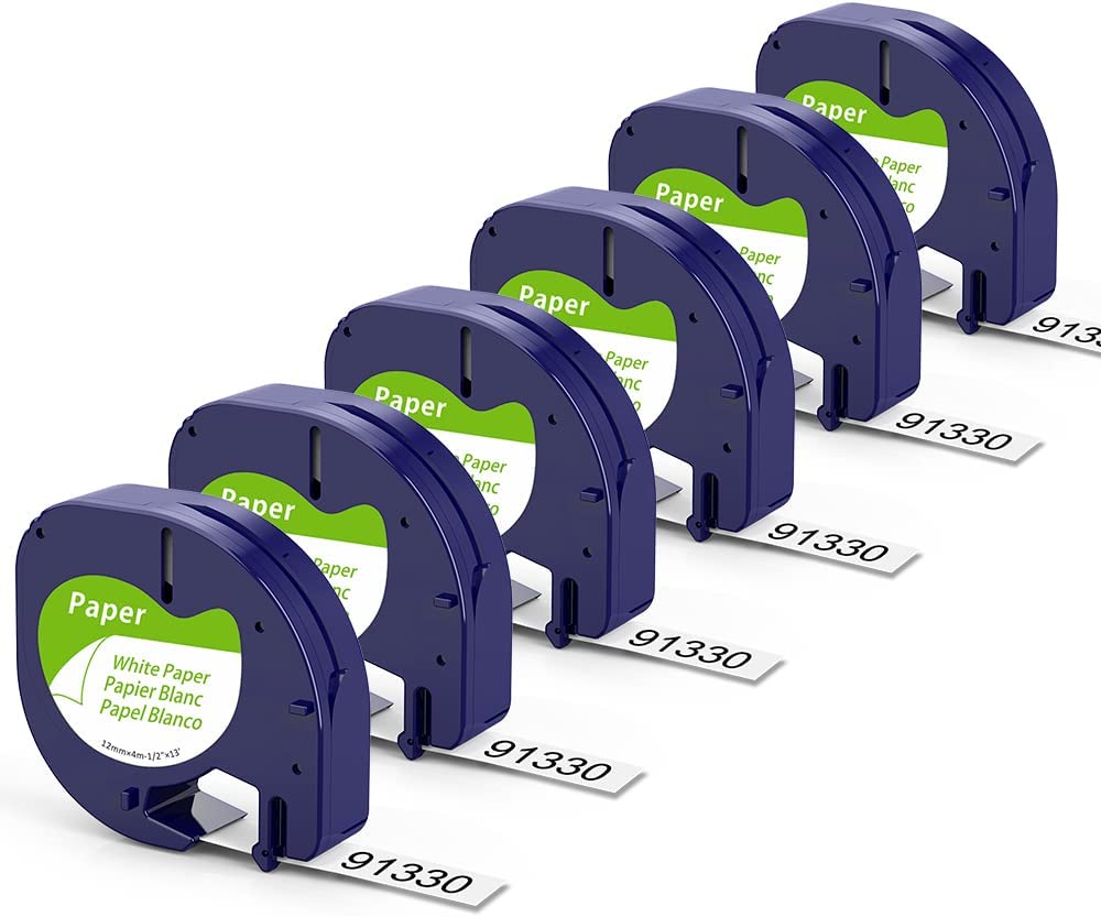 6Pack Label Tape Replace for Dymo Label Maker Refills 91330 10697, 1/2
