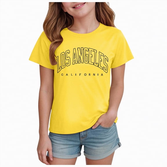 Kogui Girls Shirt Girls Tops Kids Short Sleeve Mesh Dance T-Shirts Blouse Size 11-12 (Yellow,11-12 Years)