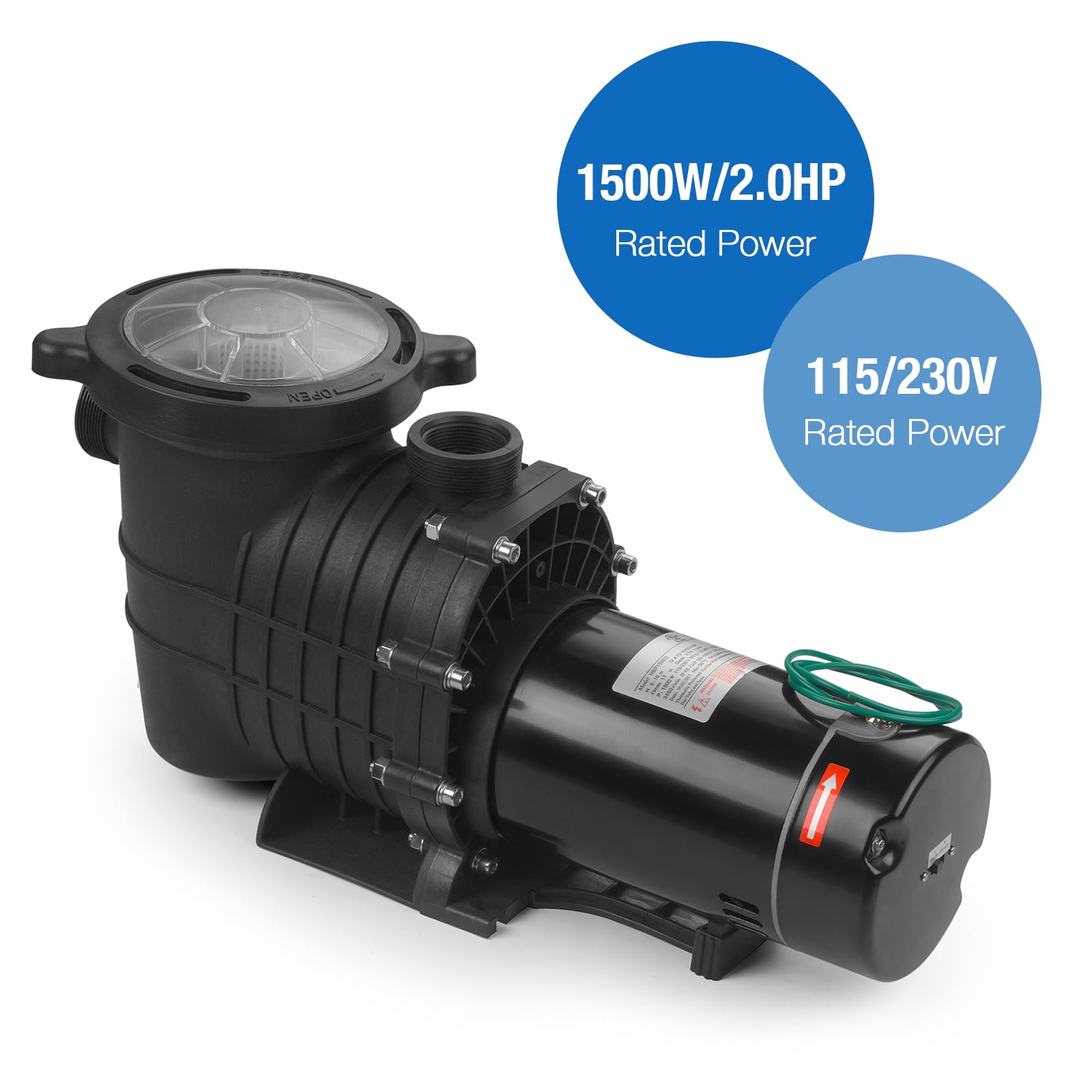 SUNCOO 2HP Dual Volt Inground Above Ground Pool Pump 110120V/220240V