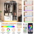 thumbnail image 5 of ANPOO Mid-Century Modern Concave-Convex Bedroom Armoire, 3 Door Freestanding Wardrobe Closet with Mirrors, LED Lights, 70.3" Tall Wooden Storage Cabinet with Drawers & Shelves, White, 5 of 9