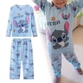 thumbnail image 2 of Conjunto de pijamas para niñas KawaII Disney Stitch, pijamas finos de algodón de verano para niños, conjuntos para niños, ropa de hogar para niños, traje de dormir informal para viajes, 2 of 4