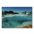 thumbnail image 1 of Yellowstone Cutting Board, Hot Clear Spring and Evergreen Forest in Yellowstone Snowy Wintertime View, Decorative Tempered Glass Cutting and Serving Board, Small Size, Turquoise Blue, by Ambesonne, 1 of 1