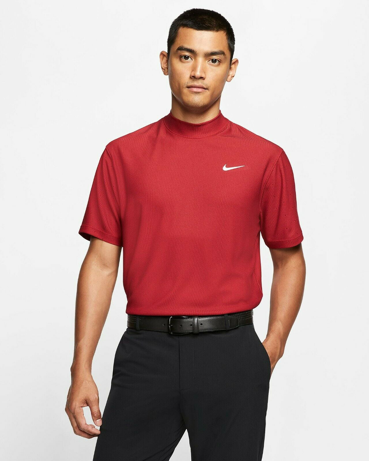 Nike Dri-FIT Tiger Woods Gym Red/Black Men's Mock-Neck Golf Top Size M ...