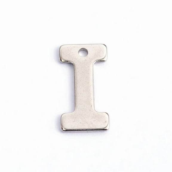50pcs Tarnish Resistant 304 Stainless Steel Letter Letter.I 11x5.5x0.5mm Hole: 1mm