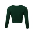 thumbnail image 3 of A2Y Women's Solid Cropped Bolero 3/4 Sleeve Button Down V-Neck Cardigan Sweater Huntergreen 2XL, 3 of 5