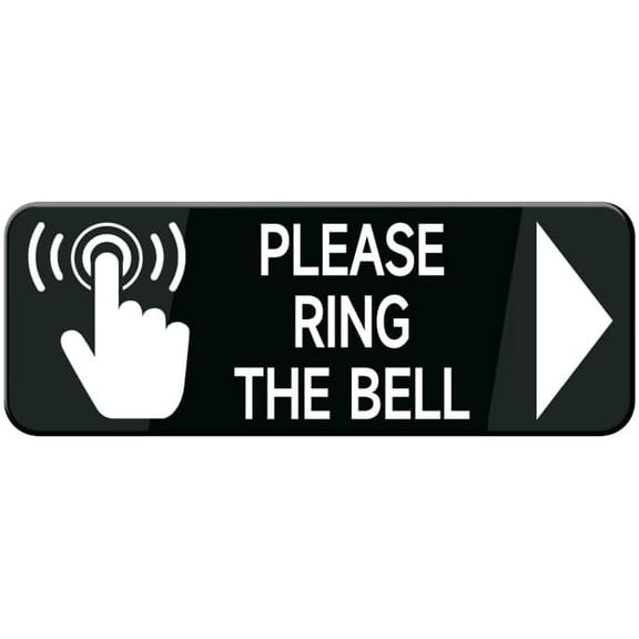Please Ring The Bell With Right Arrow And Graphic Sign W/Adhesive Back - Durable And Wipe Clean Plastic Sign - 10"X3" Business Restaurant Signage For Customer Entry Areas