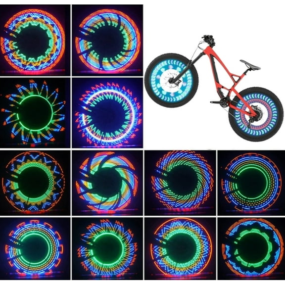 Bike Wheel Lights, LED Waterproof Bicycle Spoke Tire Light with 32-LED and 32pcs Changes Patterns Bicycle Rim Lights(1 Tire)