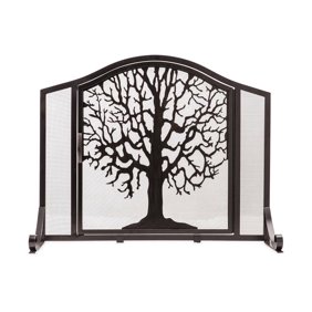 Small Cast Iron Scrollwork Fireplace Fire Screen With Doors