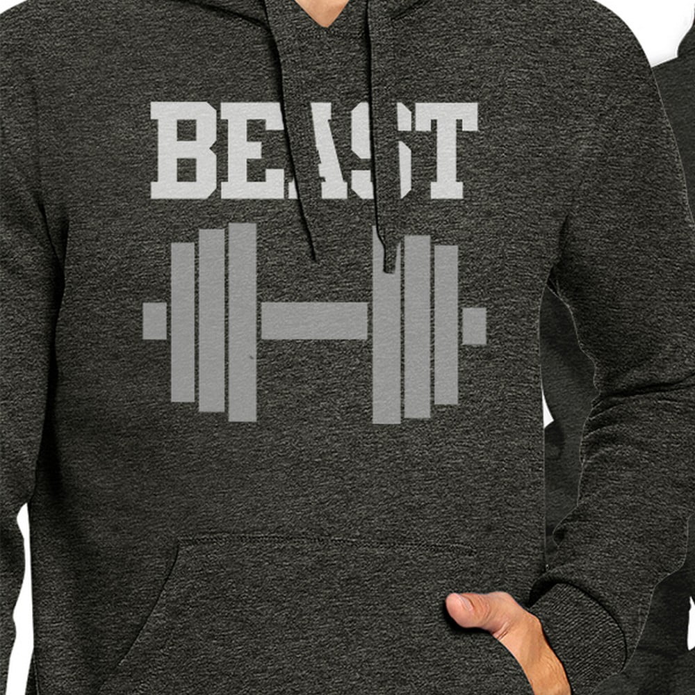 365 Printing Every Beast Beauty Cool Grey Matching Hoodies Pullover Crewneck Left- 2XL // Right- L