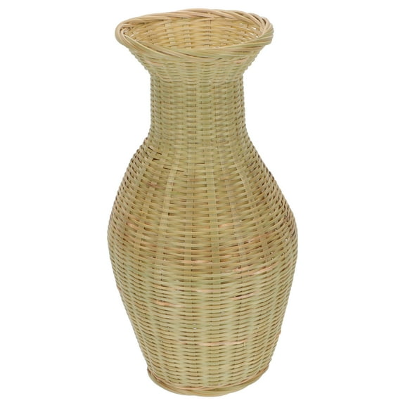 TAILTOSS Woven Bamboo Flower Vase Light Green Indoor Scene Layout 1Pcs 8.7x3.5in