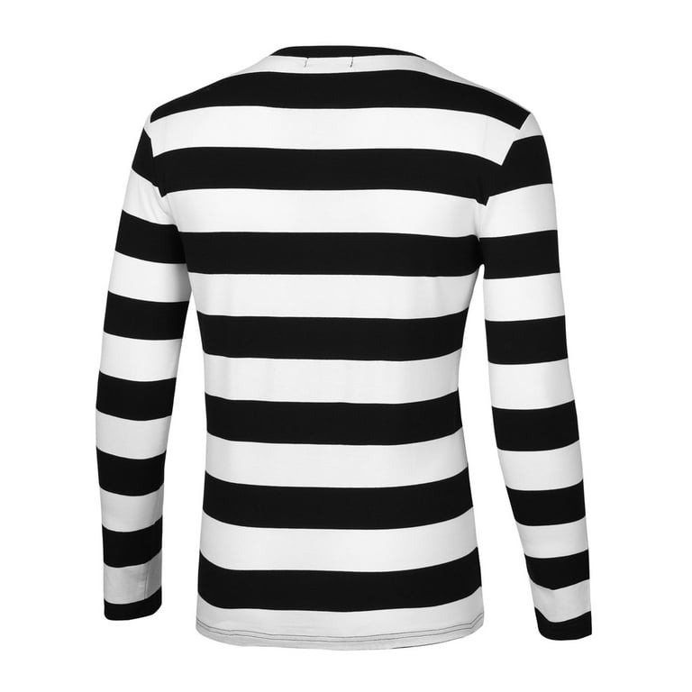 Mens striped t shirt black and white cheap