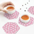 thumbnail image 7 of Pofeuu Cute Cat Print Leather Coasters Set of 6, Round Cups Mugs Mat Pad for Home Kitchen Heat Resistant Drink Coasters,Hexagon, 7 of 7