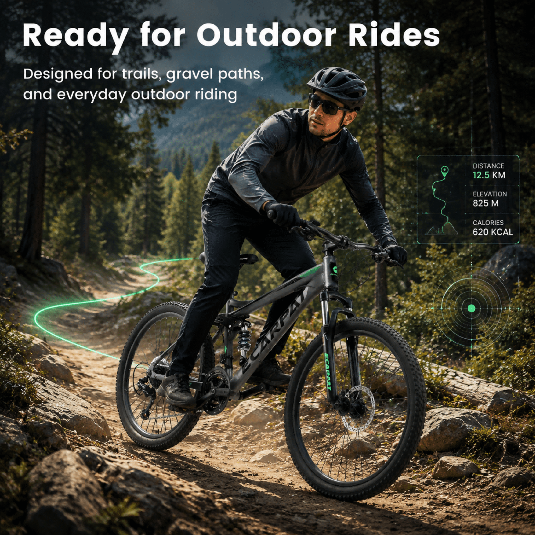 FUPOJH 26" Full Suspension Mountain Bike,21-Speed,Disc Brakes,250lb,Adult Unisex All-Terrain Bike,Gray