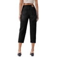 thumbnail image 6 of Women's Cropped Pants, Soft Fabric Slim Fit High Waisted Hem with Pocket, Fashionable Casual Trousers, Lounge Beach Outdoor, Capri Pants for Women | UKHCCC,Black L, 6 of 8