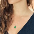thumbnail image 4 of Gem Stone King 14K White Gold Green Simulated Emerald and White Diamond Pendant Necklace for Women (4.02 Cttw, Oval 12X10MM, with 18 inch Chain), 4 of 4