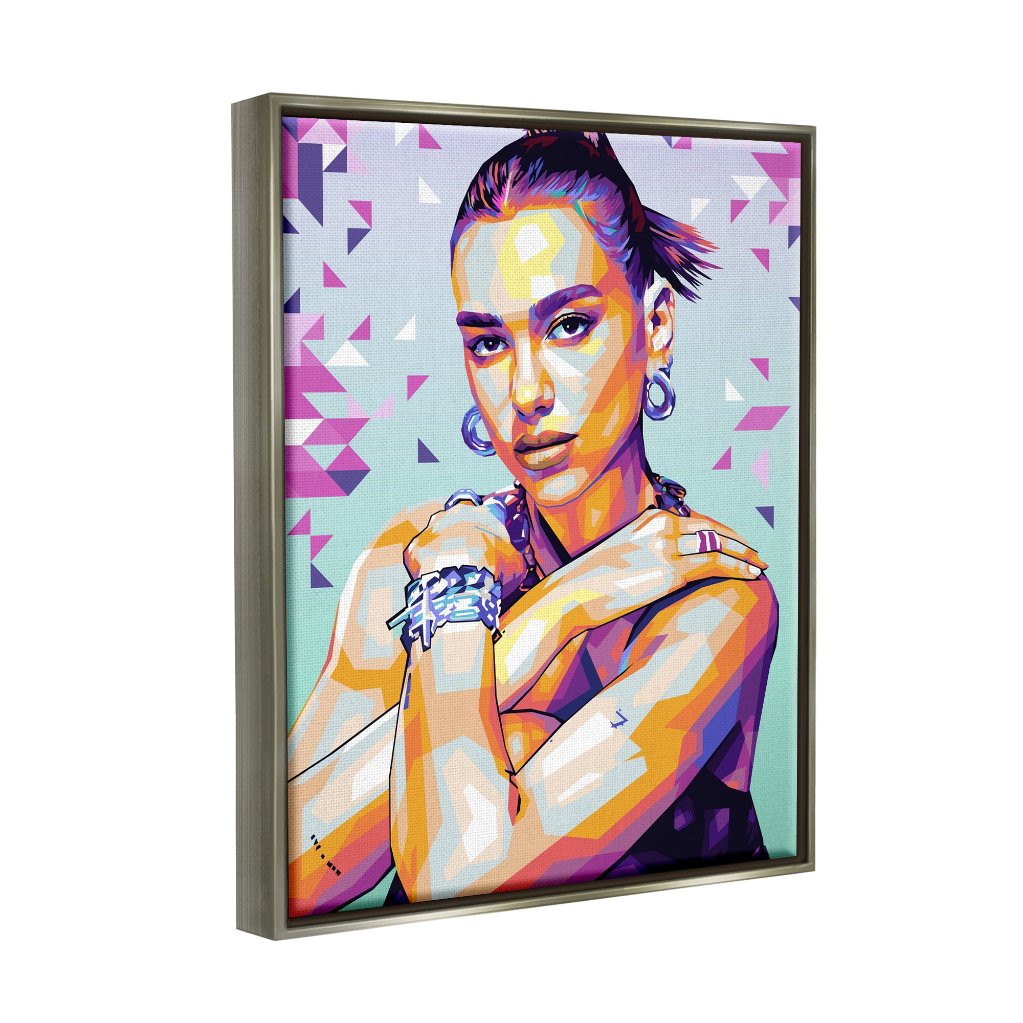 Stupell Industries Fashionista with Accessories Abstract Painting Gray Floater Framed Canvas Art Print Wall Art, 25 x 31