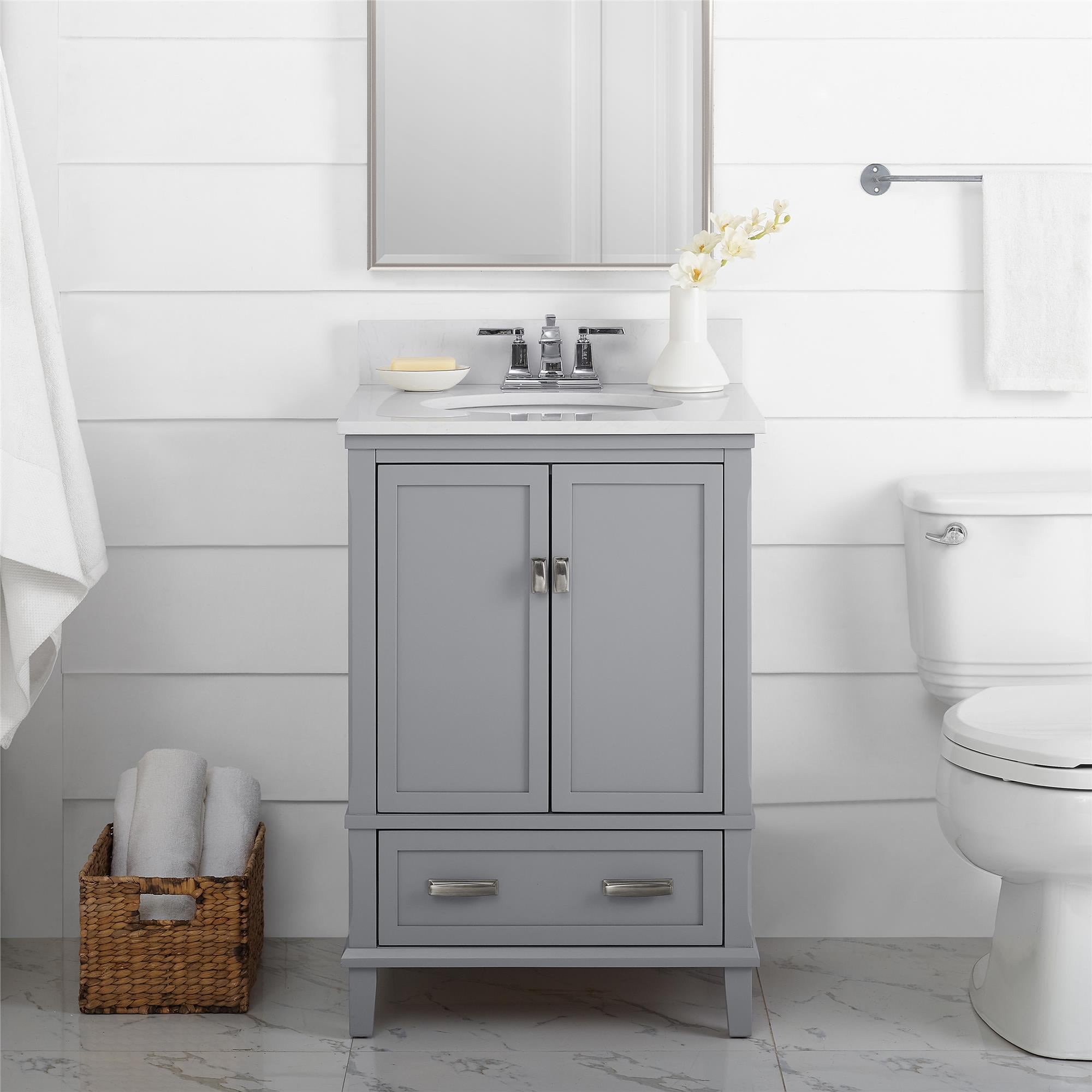 Dorel Living Otum 24 Inch Bathroom Vanity with Sink, Gray