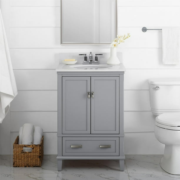 Dhp Otum 24 Inch Bathroom Vanity With, 24 Inch Grey Bathroom Vanity With Drawers