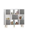 thumbnail image 3 of 3-Tire Child 11 Cube Storage Cube Bookcase, Open Shelves Cabinet  with 5 Collapsible Non-Woven Drawers and Wood Frame, Modern Freestanding Storage Organizer for Corridors, Bedroom, Study Rooms, 3 of 6