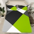 thumbnail image 2 of Manfei Green Black White Twin Sheet Sets,Modern Minimalist Geometric Twin Fitted Sheet,Patchwork Checkered Flat Sheet For Teens,Ultra Soft Home Decor,3 Pieces, 2 of 7