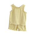 thumbnail image 1 of Toddler Girls Summer Outfits Ruffle Sleeveless Tank Top and Short 2 Piece Cotton Clothes Set Yellow 1-2 Years, 1 of 5