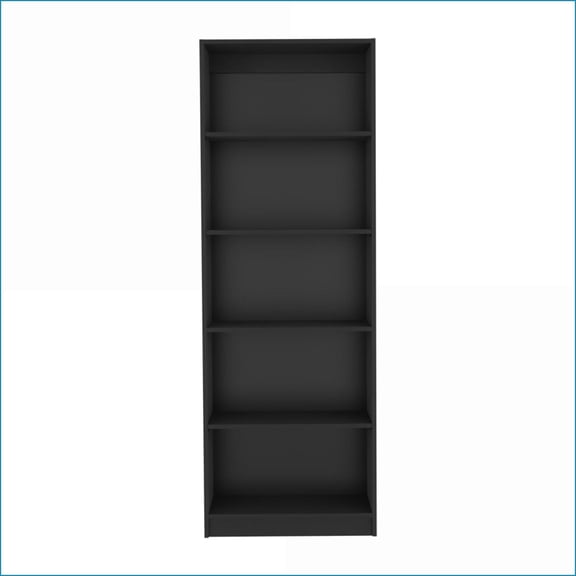 Bookcase 4-Shelf Sleek Contemporary Office, Space-Saving | Black | Engineered Wood
