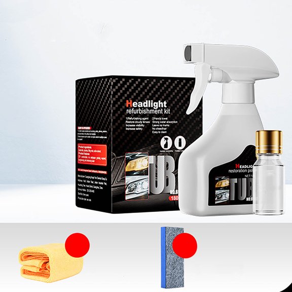 Headlight Restoration Kit, Automotive Headlamp Restoration Fluid Kit, Head Light Restoring Kits Spray, Headlight Lens Cleaner and Restorer Kits, Improve Nighttime Visibility (1Pc)