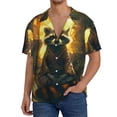 thumbnail image 3 of Fotbe Tree Meditating Raccoon print Short Sleeve Button Down Shirts for Men Casual Summer Beach Wrinkle Free Shirt-XX-Large, 3 of 7